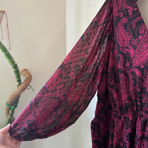 Torrid | Floral Tea Length Clip Dot Open Back A-Line Dress - Picture 4 of 8